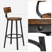 Set of 2 Industrial Bar Stools – Steel – Rustic Brown and Black – Backrests, Heavy-Duty Frame