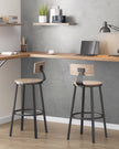 Set of 2 Bar Stools – Heavy-Duty Steel – Heather Greige and Ink Black – Backrest and Industrial Design
