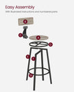 Set of 2 Bar Stools – Heavy-Duty Steel – Heather Greige and Ink Black – Backrest and Industrial Design