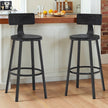 Bar Stools Set of 2 – Heavy-Duty Steel – Rustic Brown and Black – Industrial Design, Bar Height with Backrest