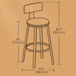 Bar Stools Set of 2 – Heavy-Duty Steel – Rustic Brown and Black – Industrial Design, Bar Height with Backrest