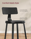 Tall Bar Stools – Heavy-Duty Steel – Rustic Brown and Black – Backrest Design, Easy Assembly, 73.2 cm High Seat