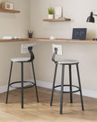 Tall Bar Stools – Heavy-Duty Steel – Rustic Brown and Black – Backrest Design, Easy Assembly, 73.2 cm High Seat