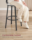 Tall Bar Stools – Heavy-Duty Steel – Rustic Brown and Black – Backrest Design, Easy Assembly, 73.2 cm High Seat