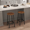 Set of 2 Bar Stools – Metal Frame – Rustic Brown and Black – 65 cm High with Footrests
