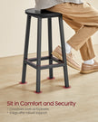 Bar Stools Set of 2 – Metal Frame – Ebony Black and Classic Black – Easy to Assemble
