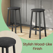 Bar Stools – Wood – Oak Beige and White – Set of 2 with Footrest