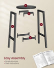 Bar Stools Set of 2 – Metal Frame – Ebony Black and Classic Black – Easy to Assemble