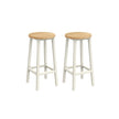 Set of 2 Kitchen Stools – Metal Frame – Greige and Black – Easy to Assemble