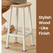 Set of 2 Bar Stools – Metal Frame – Oak Beige and White – 65 cm High with Footrests