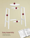Set of 2 Kitchen Stools – Metal Frame – Cloud White – Easy to Assemble
