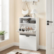 Shoe Cabinet – Melamine Veneer – Rustic Brown – Two Flaps with Open Shelf