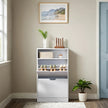 Shoe Storage Cabinet – Melamine Veneer – Rustic Brown – Adjustable Divider for 8-12 Pairs of Shoes
