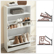 Shoe Cabinet – Melamine Veneer – Rustic Brown – Two Flaps with Open Shelf