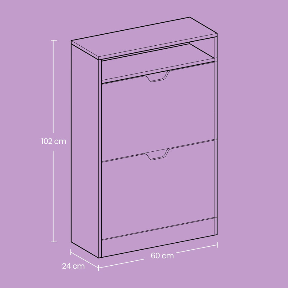 Shoe Storage Cabinet – Melamine Veneer – Rustic Brown – Adjustable Divider for 8-12 Pairs of Shoes