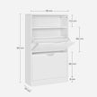Shoe Cabinet – Melamine Veneer – Rustic Brown – Two Flaps with Open Shelf