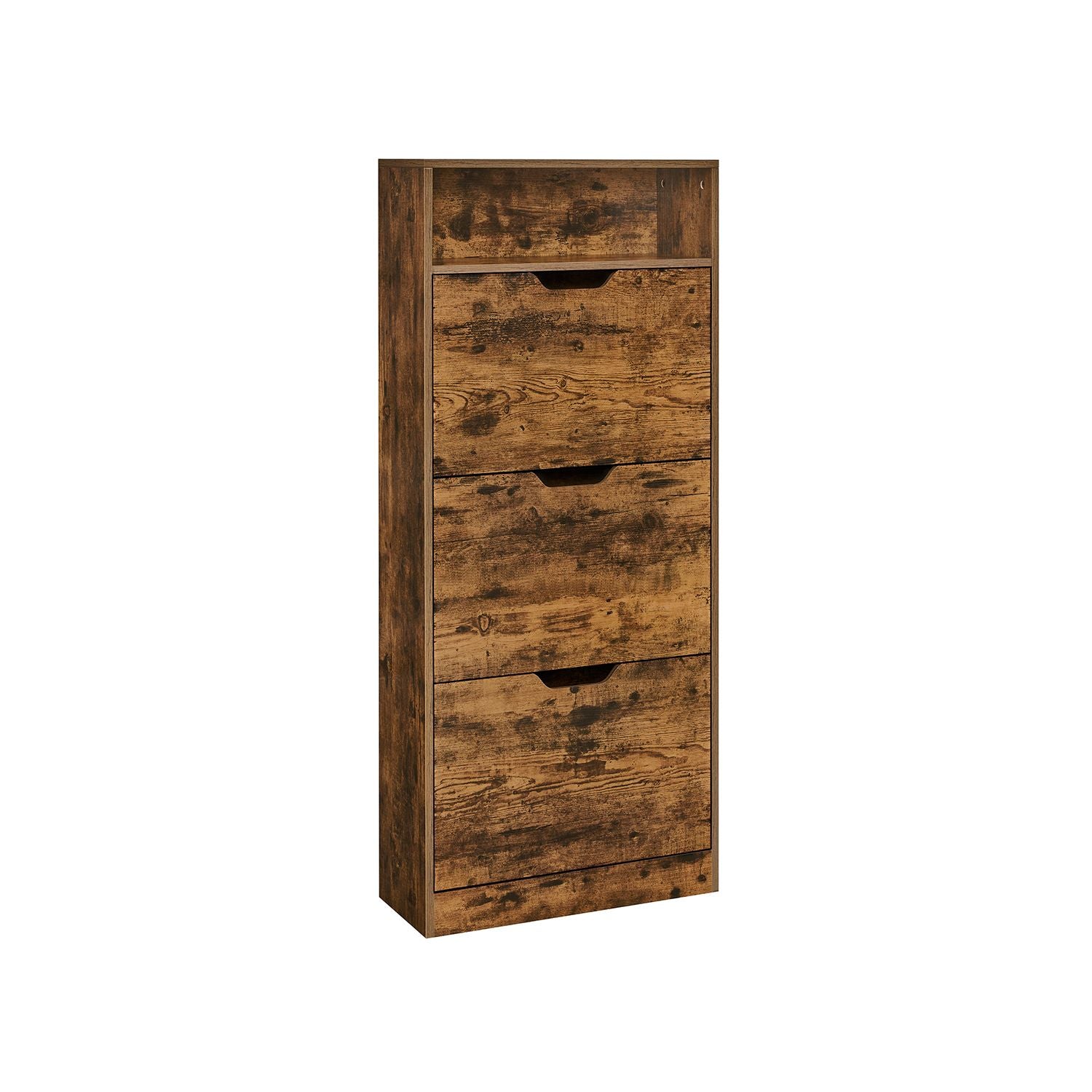 4-Tier Shoe Cabinet – Wood – Rustic Brown – Adjustable and Removable Divider