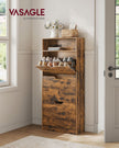 4-Tier Shoe Cabinet – Wood – Rustic Brown – Adjustable and Removable Divider