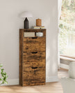 4-Tier Shoe Cabinet – Wood – Rustic Brown – Adjustable and Removable Divider