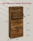 4-Tier Shoe Cabinet – Wood – Rustic Brown – Adjustable and Removable Divider