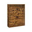 Shoe Cabinet – Melamine Veneer – Rustic Brown – 3-Tier with Open Shelf and Flaps