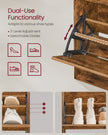 Shoe Cabinet – Melamine Veneer – Rustic Brown – 3-Tier with Open Shelf and Flaps