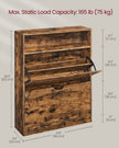 Shoe Cabinet – Melamine Veneer – Rustic Brown – 3-Tier with Open Shelf and Flaps
