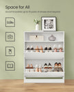 3-Tier Shoe Cabinet – Melamine Veneer – Cloud White – Easy to Clean with Open Shelf
