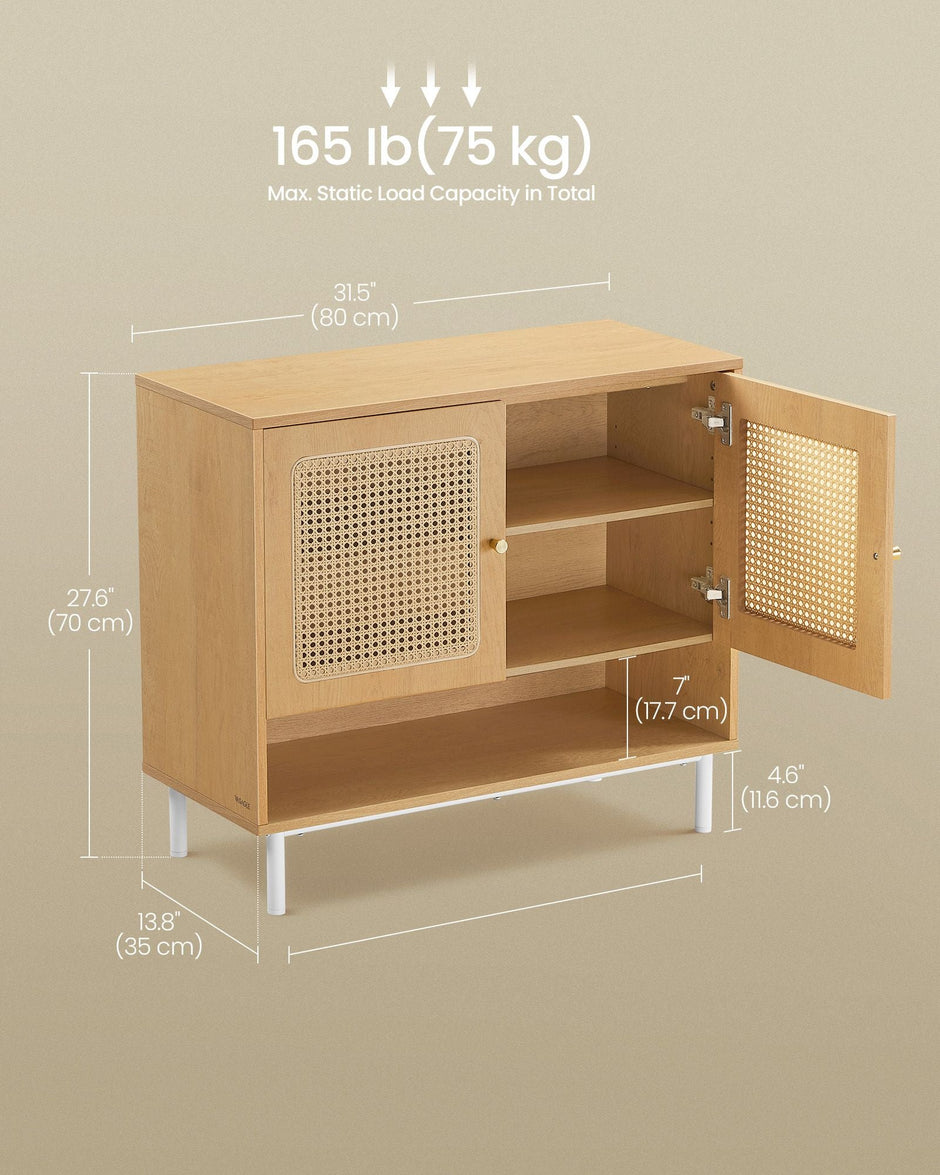 3-Tier Shoe Cabinet – Wood – Oak Beige – Boho Style