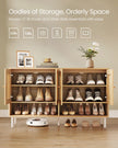 Shoe Cabinet – Engineered Wood – Oak Beige – 120 cm Wide with Rattan-Style Doors