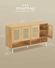 Shoe Cabinet – Engineered Wood – Oak Beige – 120 cm Wide with Rattan-Style Doors