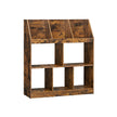 Wooden Bookcase – Rustic Brown – 5 Cubbyholes and 3 Book Organisers