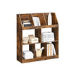 Wooden Bookcase – Rustic Brown – 5 Cubbyholes and 3 Book Organisers
