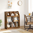 Wooden Bookcase – Rustic Brown – 5 Cubbyholes and 3 Book Organisers