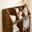Wooden Bookcase – Rustic Brown – 5 Cubbyholes and 3 Book Organisers