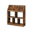 Wooden Bookcase – Rustic Brown – 5 Cubbyholes and 3 Book Organisers