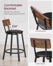 Set of 2 Bar Stools – PU Upholstered – Rustic Brown and Black – 75.4 cm Tall with Footrest