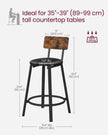 Set of 2 Bar Stools – PU Upholstered – Rustic Brown and Black – 75.4 cm Tall with Footrest