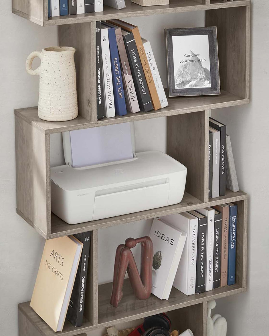 Wooden Bookcase – Greige – 6-Tier Design – Freestanding Room Divider