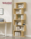 6-Tier Freestanding Cube Display Shelf – Wood – Natural Oak – Multi-Functional Room Divider