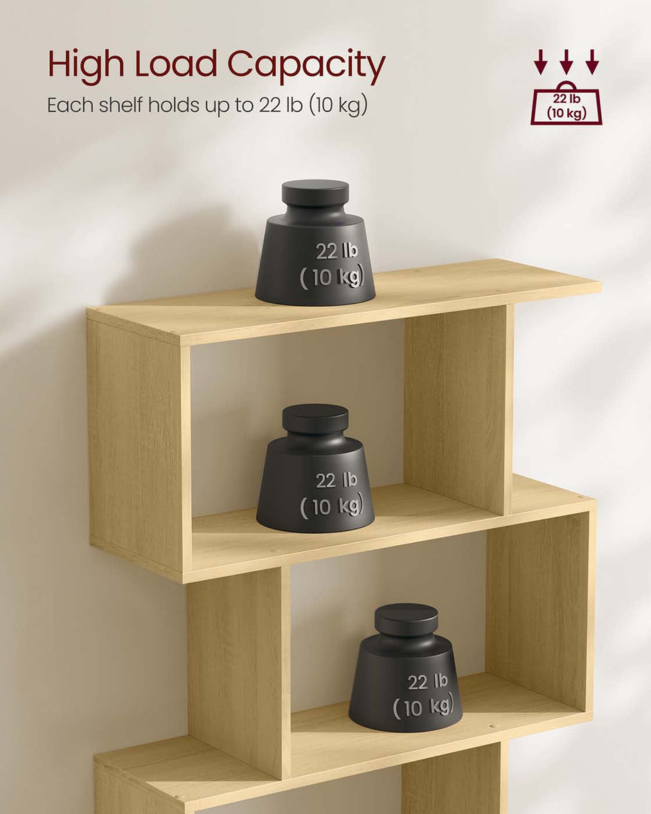 6-Tier Freestanding Cube Display Shelf – Wood – Natural Oak – Multi-Functional Room Divider
