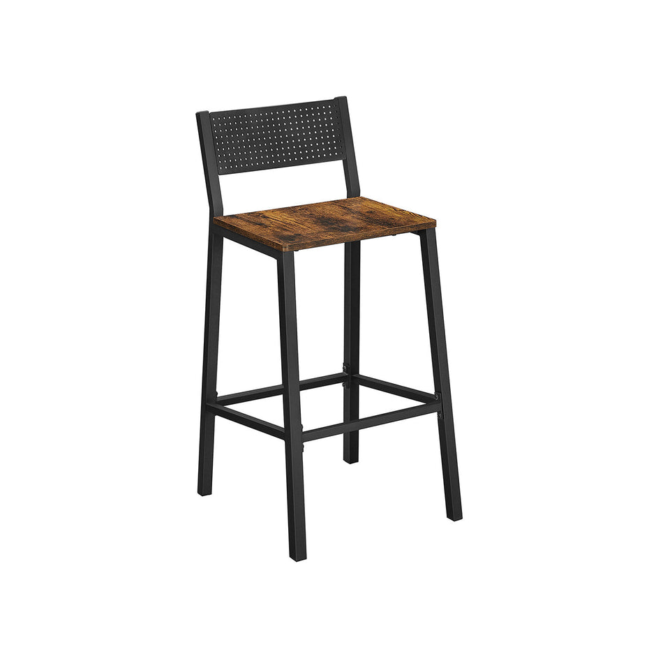 Bar Stool Set of 2 – Metal and Wood – Industrial Style – Counter Height