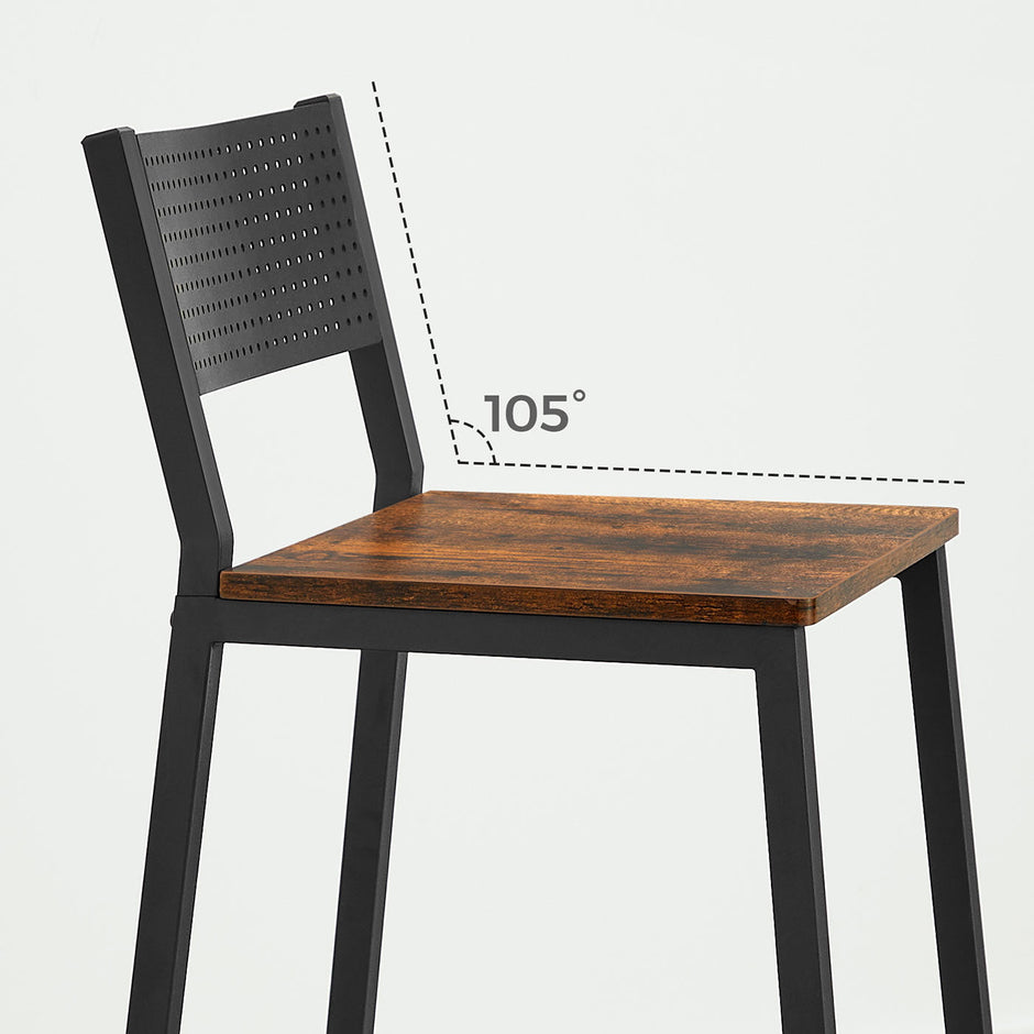 Bar Stool Set of 2 – Metal and Wood – Industrial Style – Counter Height