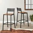 Bar Stool Set of 2 – Metal and Wood – Industrial Style – Counter Height