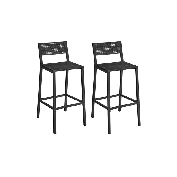 Set of 2 Kitchen Bar Stools – Oak – Beige and White – Industrial Style