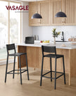 Set of 2 Kitchen Bar Stools – Metal and Fabric – Charcoal Gray and Black – Industrial Style