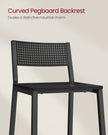 Set of 2 Kitchen Bar Stools – Metal and Fabric – Charcoal Gray and Black – Industrial Style