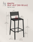 Set of 2 Kitchen Bar Stools – Metal and Fabric – Charcoal Gray and Black – Industrial Style