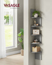 5-Tier Wall-Mounted Corner Shelf – Wood – Dove Grey – Versatile Display for Living Room, Study, Kitchen, and Bedroom