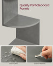 5-Tier Wall-Mounted Corner Shelf – Wood – Dove Grey – Versatile Display for Living Room, Study, Kitchen, and Bedroom